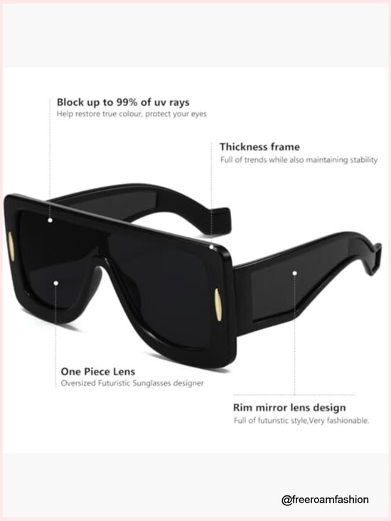Oversized Flat Top Shield Sunglasses UV Protection Unisex main image 7